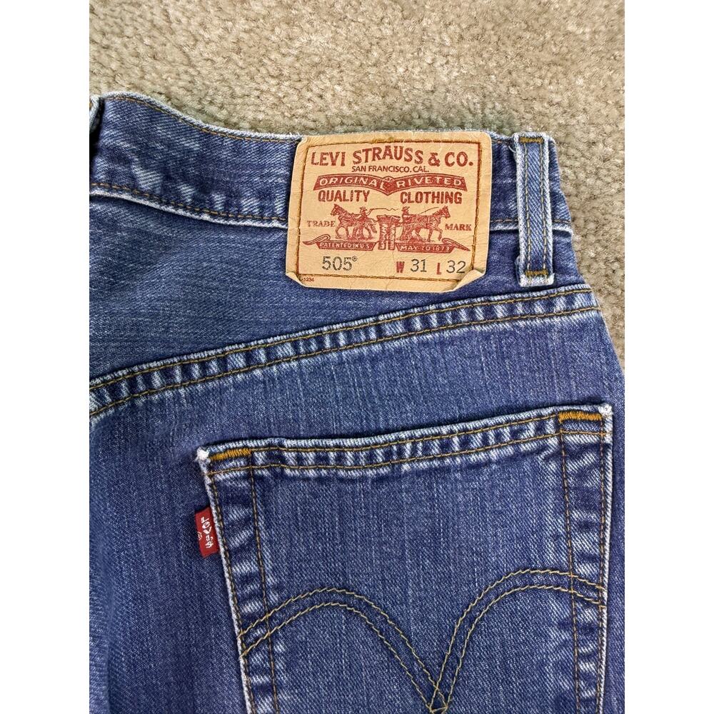 Vintage 00s Levi's 505 Blue Jeans Size 31x32 Classic Denim Y2K Western C097 - Picture 5 of 13